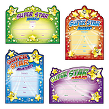 20 Super Star Award Shaped Certificates - A5