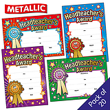 20 Metallic Headteacher's Award Certificates - A5