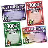 Metallic 100% Attendance Award Certificates (20 Certificates - A5)