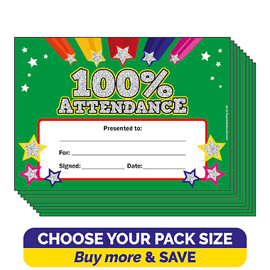 Holographic 100% Attendance Certificates (A5)