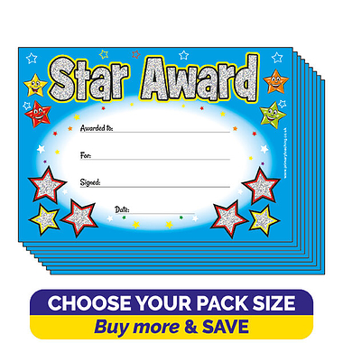 Holographic Star Award Certificates (A5)