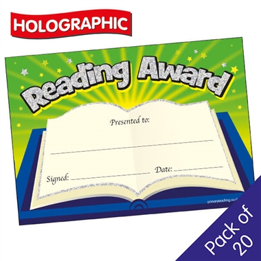 Holographic Reading Award Certificate (20 Certificates - A5)