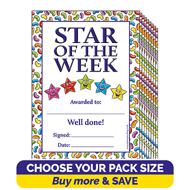 Jellybean Scented Star of the Week Certificates (A5)