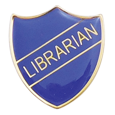 Enamel Librarian Shield Badge - Blue - 30 x 26mm