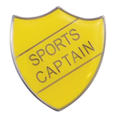 Sports Captain Enamel Badge - Yellow (30mm x 26.4mm)