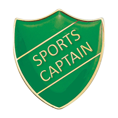 Sports Captain Enamel Badge - Green (30mm x 26.4mm)