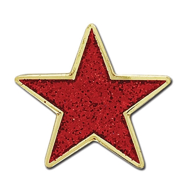 Enamel Glitter Star Badge - Red - 23mm