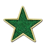 Enamel Glitter Star Badge - Green - 23mm