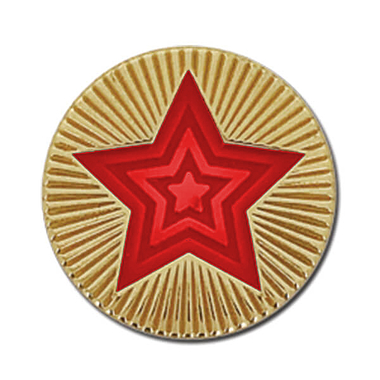 Round Star Enamel Badge - Red