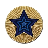 Enamel Round Star Badge - Blue - 20mm