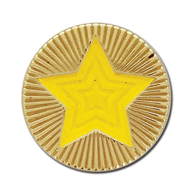 Round Star Enamel Badge - Yellow
