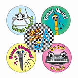 70 Music Stickers - 25mm