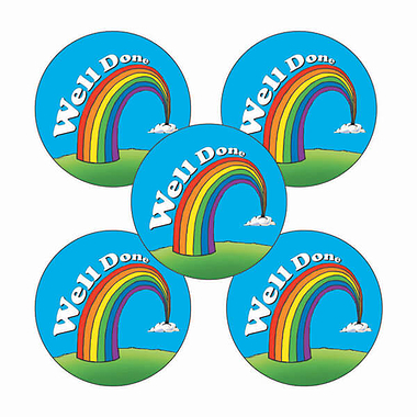 70 Well Done Rainbow Stickers - 25mm