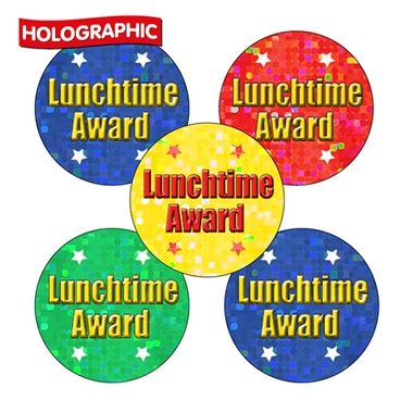70 Holographic Lunchtime Award Stickers - 25mm