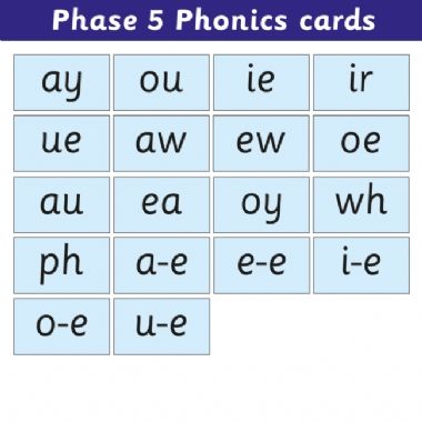 Phonics Cards Phase 5 - Adult Size (18 Cards)
