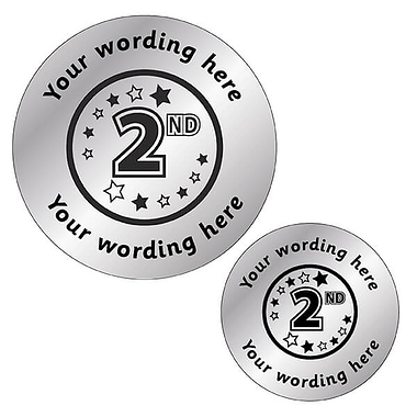 Personalised Metallic Silver 2nd Stickers
