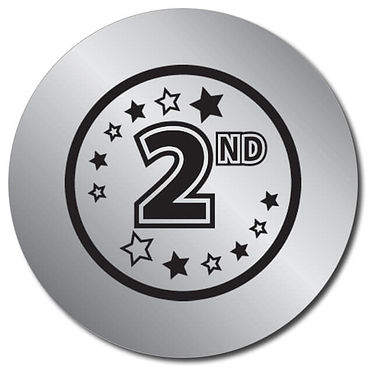 35 Personalised Metallic Silver 2nd Stickers - 37mm