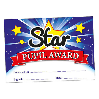 Star Pupil Award Certificates - Blue (20 Certificates - A5)