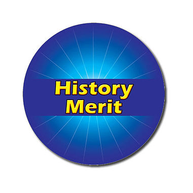 Personalised History Merit Stickers - Blue (70 per sheet - 25mm)