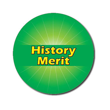 Personalised History Merit Stickers - Green (70 per sheet - 25mm)