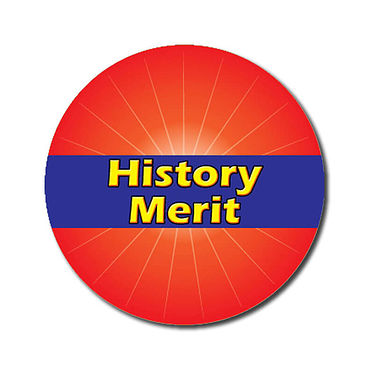 Personalised History Merit Stickers - Red (70 per sheet - 25mm)