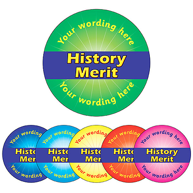 Personalised History Merit Stickers (70 per sheet - 25mm)