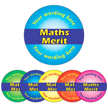Personalised Maths Merit Stickers (70 per sheet - 25mm)