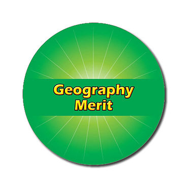 Personalised Geography Merit Stickers - Green (70 per sheet - 25mm)