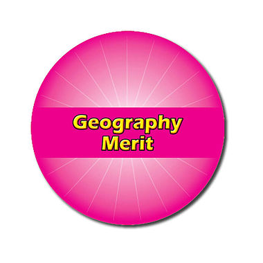 Personalised Geography Merit Stickers - Pink (70 per sheet - 25mm)