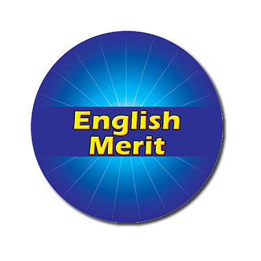 Personalised English Merit Sticker - Blue (70 per sheet - 25mm)