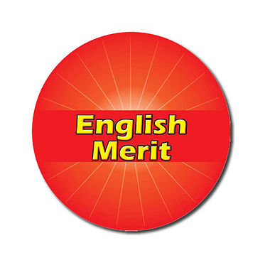 Personalised English Merit Sticker - Red (70 per sheet - 25mm)