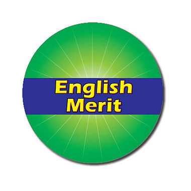 Personalised English Merit Sticker - Green (70 per sheet - 25mm)