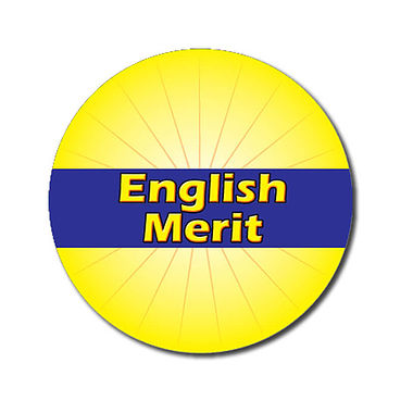 Personalised English Merit Sticker - Yellow (70 per sheet - 25mm)