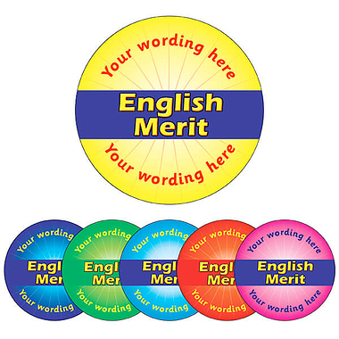 Personalised English Merit Sticker (70 per sheet - 25mm)