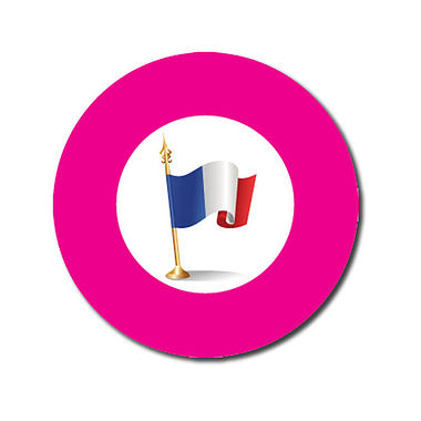 Personalised French Flag Stickers - Pink (70 per sheet - 25mm)