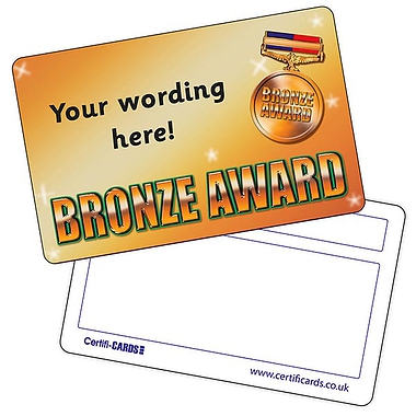 Personalised Bronze Award CertifiCARD - Plastic