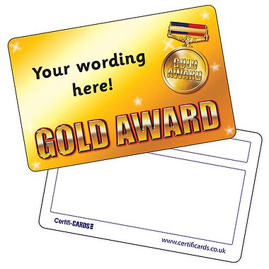 Personalised Gold Award Eco-Friendly CertifiCARD (86mm x 54mm)