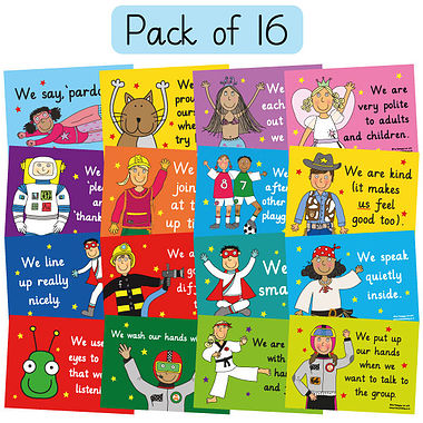 Pedagogs Classroom Manners Posters (16 Posters - A4)