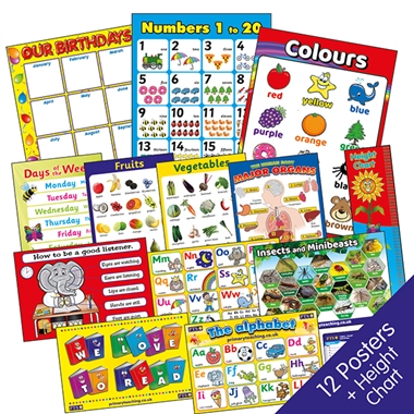 Early Years Poster Pack (12 Posters x A2 620mm x 420mm) & Height Chart 1.5m