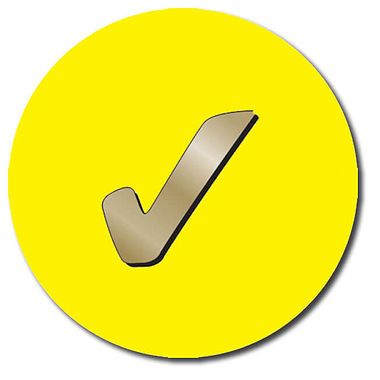 Personalised Tick Stickers - Yellow (35 per sheet - 37mm)