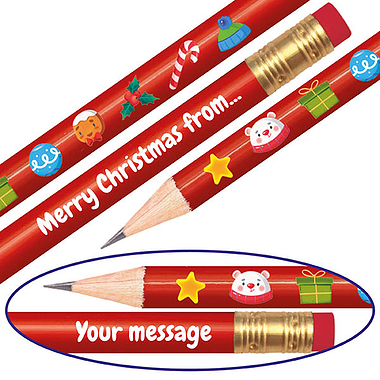 Personalised HB Christmas Pencil - Red