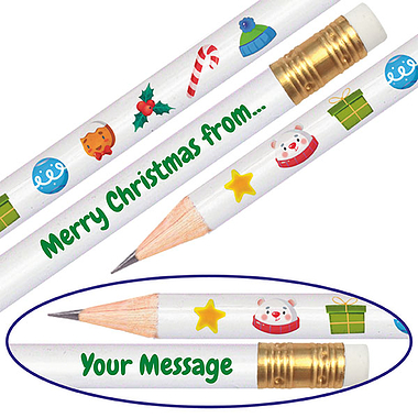 Personalised HB Christmas Pencil - White