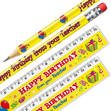 Happy Birthday Pencil and Ruler (Set of 12)