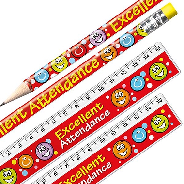 12 Excellent Attendance Pencil and Ruler Bundle