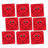 Red Smiley Stickers - Square (140 Stickers - 16mm)