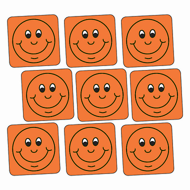 140 Square Smiley Stickers - Orange - 16mm
