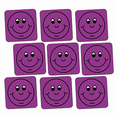 Purple Smiley Stickers - Square (140 Stickers - 16mm)