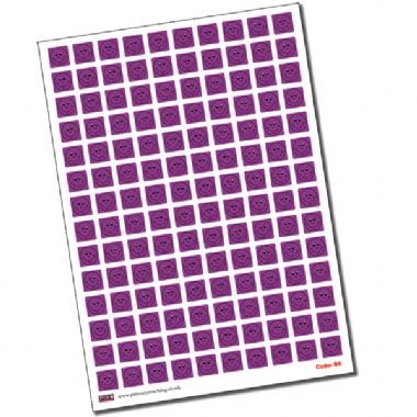 140 Square Smiley Stickers - Purple - 16mm