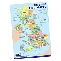 Map of the United Kingdom Poster - Political (A2)
