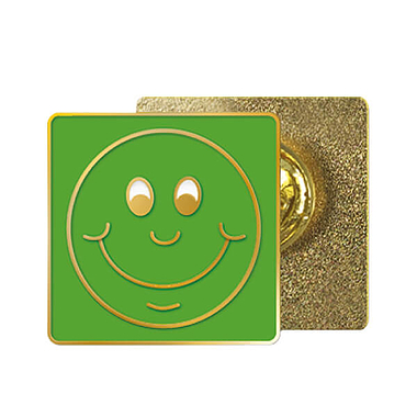 Enamel Smile Badge - Green - 20mm